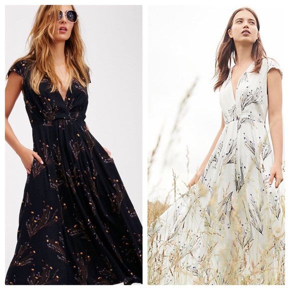 Free People Dresses & Skirts - 💃HP💃Free People Retro Midi Dress Black NWT